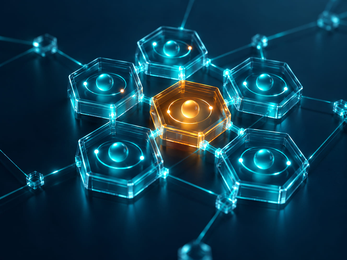Celdas hexagonales conectadas que representan equipos ágiles autónomos